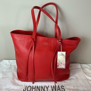 Johnny Was NWT Tipi Tote in Red Leather w/ DustBag